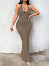 Halter Neck Maxi Bodycon Sweater Dress
